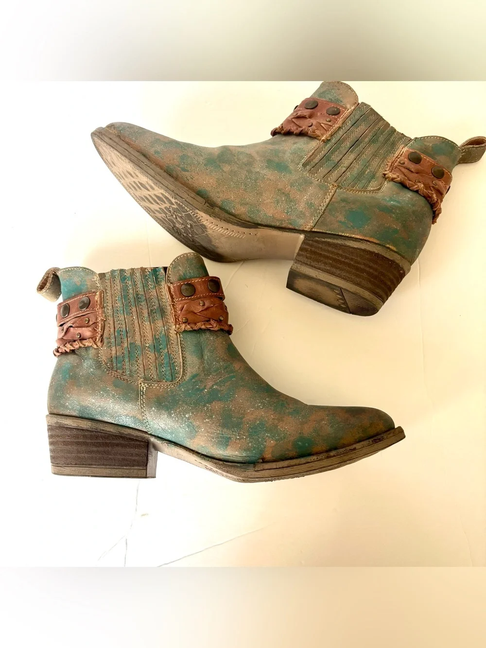 Corral Circle G Green Harness Studded boots 9.5 green cowboy western boho